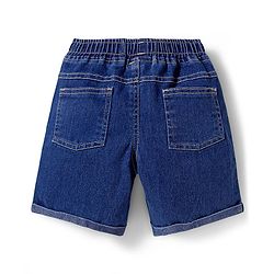 Babyhug Cotton Knit Half Sleeves Shirt & Denim Shorts Set With Printed Inner Tee - Blue