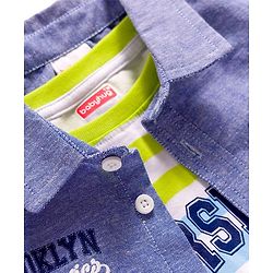 Babyhug Cotton Knit Half Sleeves Shirt & Denim Shorts Set With Printed Inner Tee - Blue