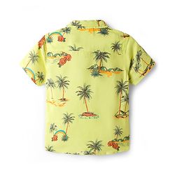 Babyhug Rayon Woven Half Sleeves Palm Tree Printed Shirt & Shorts Set - Light Green