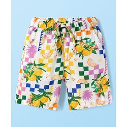 Babyhug Rayon Woven Half Sleeves Shirt & Shorts Co-ord Set With Tropical Print - White