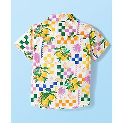 Babyhug Rayon Woven Half Sleeves Shirt & Shorts Co-ord Set With Tropical Print - White