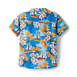 Babyhug Rayon Woven Half Sleeves Floral Printed Shirt & Shorts Set - Blue