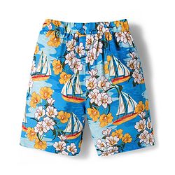 Babyhug Rayon Woven Half Sleeves Floral Printed Shirt & Shorts Set - Blue