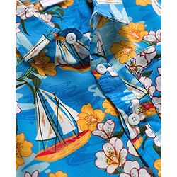 Babyhug Rayon Woven Half Sleeves Floral Printed Shirt & Shorts Set - Blue
