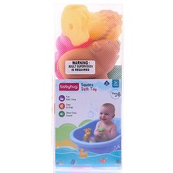 Babyhug Squeeze Bath Toy - Pack Of 6| Jungle Adventure Set With Giraffe, Hippo, Rhino, Bear, Monkey & Lion Characters| Perfect Gifting Toy| Non Toxic| BIS Certified