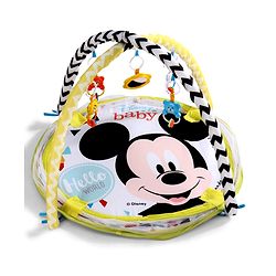 Babyhug Disney Baby 3-in-1 Play Gym with Ball Pit, Hanging Toys & Mickey Storage Pocket| 30 Colorful Balls| Flexible Arches| Foldable Mesh Arena| Sensory & Motor Skill Development| BIS Certified