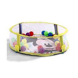 Babyhug Disney Baby 3-in-1 Play Gym with Ball Pit, Hanging Toys & Mickey Storage Pocket| 30 Colorful Balls| Flexible Arches| Foldable Mesh Arena| Sensory & Motor Skill Development| BIS Certified