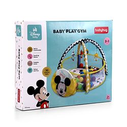 Babyhug Disney Baby 3-in-1 Play Gym with Ball Pit, Hanging Toys & Mickey Storage Pocket| 30 Colorful Balls| Flexible Arches| Foldable Mesh Arena| Sensory & Motor Skill Development| BIS Certified