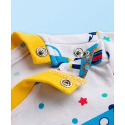 Babyhug Cotton Knit Full Sleeves Co-ords T-Shirt Style & Jogger Set With Vehicle Print - White