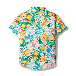 Babyhug Rayon Woven Half Sleeves Shirt & Denim Shorts Set With Tropical Print - Multicolor