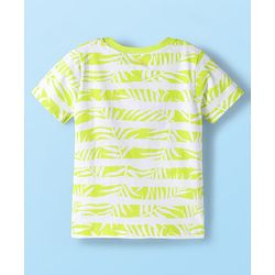 Babyhug Single Jersey Knit Half Sleeves T-Shirt & Denim Shorts Set with Leaf Print - Navy Blue