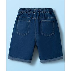 Babyhug Single Jersey Knit Half Sleeves T-Shirt & Denim Shorts Set with Leaf Print - Navy Blue