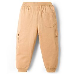 Babyhug Cotton Knit Full Length Lounge Pant with Patch Detailing - Cream