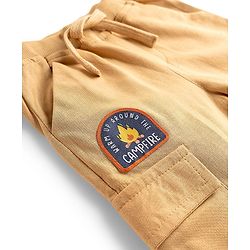 Babyhug Cotton Knit Full Length Lounge Pant with Patch Detailing - Cream