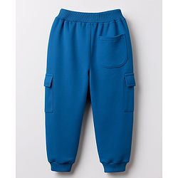 Babyhug Looper Knit Full Length Lounge Pant With Text Badge - Blue