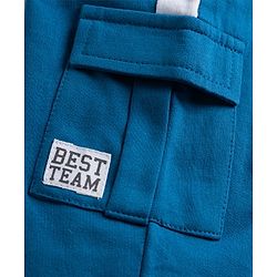 Babyhug Looper Knit Full Length Lounge Pant With Text Badge - Blue