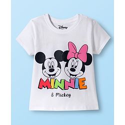 Babyhug Disney Single Jersey Knit Half Sleeves T-Shirts with Minnie & Friends Graphic Pack of 3 - Yellow White & Pink