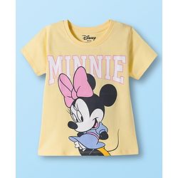 Babyhug Disney Single Jersey Knit Half Sleeves T-Shirts with Minnie & Friends Graphic Pack of 3 - Yellow White & Pink