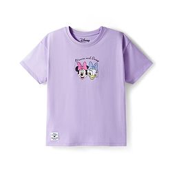 Babyhug Disney Single Jersey Knit Drop Shoulder Half Sleeves T-Shirt with Front & Back Minnie & Friends Graphic - Lavender