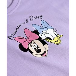 Babyhug Disney Single Jersey Knit Drop Shoulder Half Sleeves T-Shirt with Front & Back Minnie & Friends Graphic - Lavender