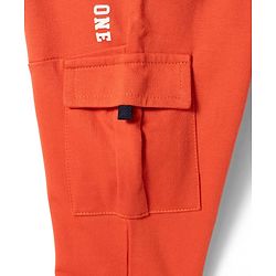 Babyhug Looper Knit Full Length Lounge Pant With Text Print - Red