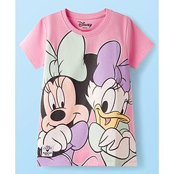 Babyhug Disney Single Jersery Knit Half Sleeves T-Shirt with Minnie & Friends Graphic Pack of 3 - Pink & Green