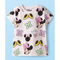 Babyhug Disney Single Jersery Knit Half Sleeves T-Shirt with Minnie & Friends Graphic Pack of 3 - Pink & Green