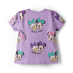 Babyhug Disney Single Jersey Knit Half Sleeves T-Shirt With Minnie & Mouse Friends Print Pack Of 2 - Lilac & Yellow