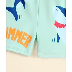 Babyhug Swimming Trunk with Cap & Sea Life Print - Sea Green