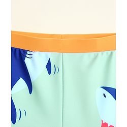 Babyhug Swimming Trunk with Cap & Sea Life Print - Sea Green