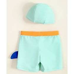 Babyhug Swimming Trunk with Cap & Sea Life Print - Sea Green