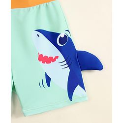 Babyhug Swimming Trunk with Cap & Sea Life Print - Sea Green