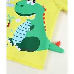 Babyhug Half Raglan Sleeves Dino Printed Two Piece Swimsuit - Yellow