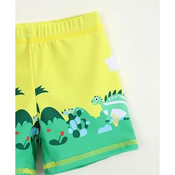 Babyhug Half Raglan Sleeves Dino Printed Two Piece Swimsuit - Yellow