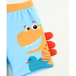 Babyhug Swimming Trunk with Cap & Dino Print - Light Blue