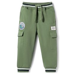 Babyhug Looper Knit Full Length Lounge Pant With Text Print - Green