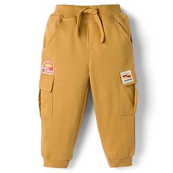 Babyhug Looper Knit Full Length Lounge Pant With Patch Detailing - Mustard