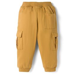 Babyhug Looper Knit Full Length Lounge Pant With Patch Detailing - Mustard