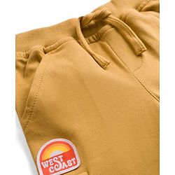 Babyhug Looper Knit Full Length Lounge Pant With Patch Detailing - Mustard