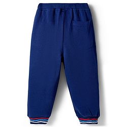 Babyhug Cotton Looper Knit Full Length Lounge Pant With Text Print - Navy Blue