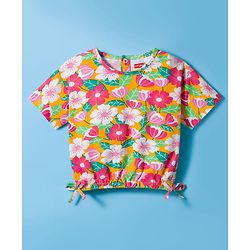 Babyhug Single Jersey Half Sleeves Top & Shorts Set Floral Print -  Multicolour