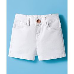 Babyhug Single Jersey Knit Half Sleeves Top & Denim Shorts Set With Floral Print - Orange & White
