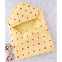 Babyhug Terry Knit Hooded Towel With Polka Dot Print L 76 x B 76 cm - Yellow