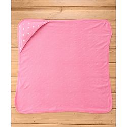 Babyhug Terry Knit Hooded Towel With Polka Dot Print L 76 x B 76 cm - Pink