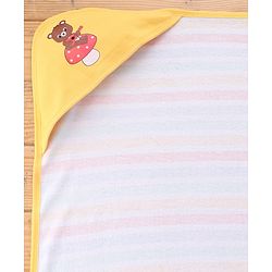 Babyhug Terry Knit Hooded Towel With Teddy Bear Print L 75 x B 75 cm - Gold