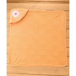 Babyhug Terry Knit Hooded Towel With Floral Print L 76 x B 76 cm - Gold