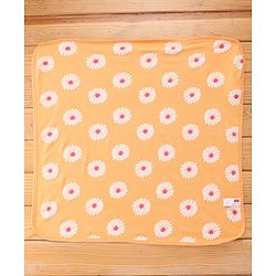 Babyhug Terry Knit Hooded Towel With Floral Print L 76 x B 76 cm - Gold