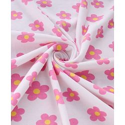 Babyhug Terry Knit Hooded Towel With Floral Print L 76 x B 76 cm - White