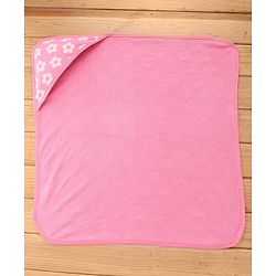Babyhug Terry Knit Hooded Towel With Floral Print L 76 x B 76 cm - Pink