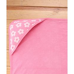 Babyhug Terry Knit Hooded Towel With Floral Print L 76 x B 76 cm - Pink